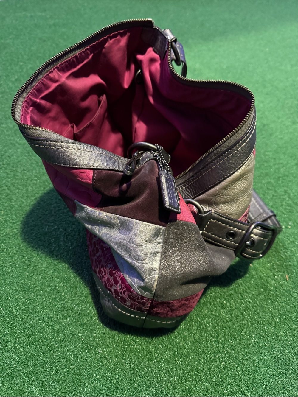 Coach SOHO Patchwork Crossbody Shoulder Bag in Pink, Magenta and Silver - Picture 8 of 12